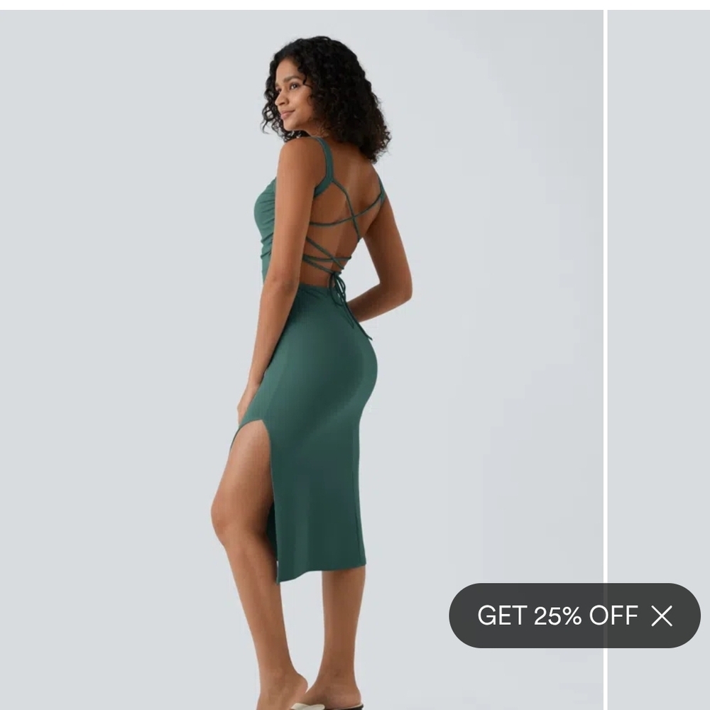 Halara Elegant Green Strappy Midi Dress
